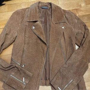 Women's Brown Suede Moto Blazer Jacket small